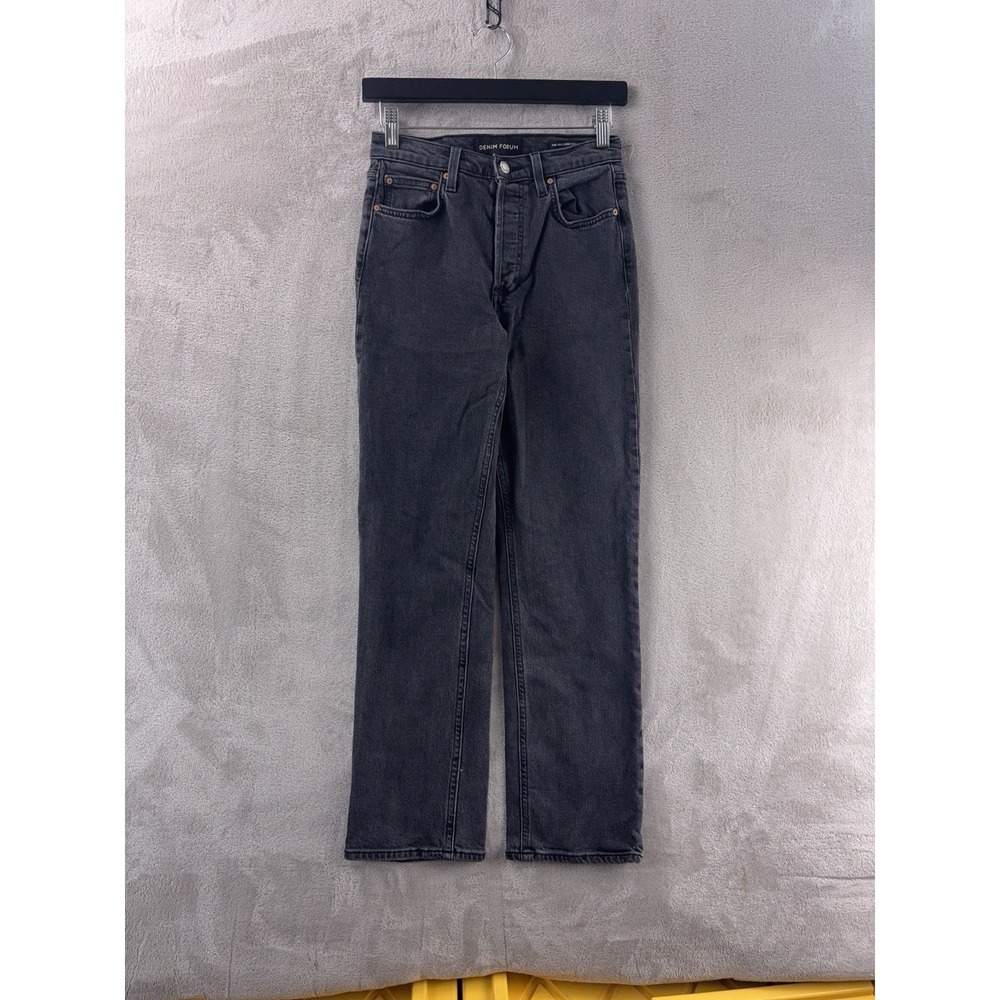 Denim Forum Arlo High Rise Straight Jeans Womens Size 28x27 Black Casual